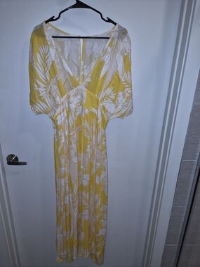 Yellow Floral Wrap Maxi Dress - Women Size L